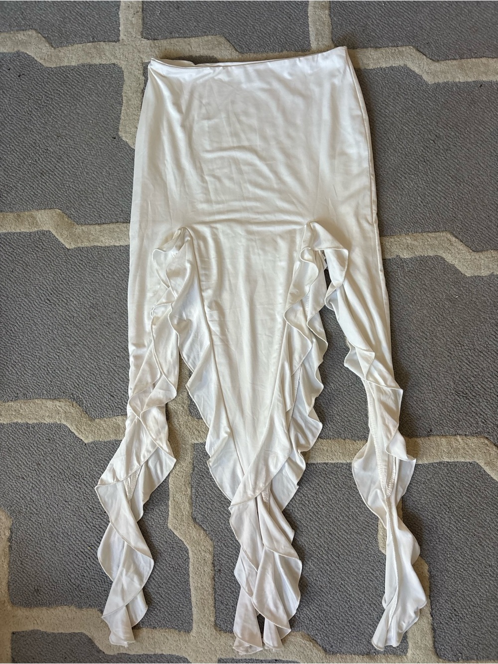Princess Polly Cream Ruffle-Trim Midi Skirt